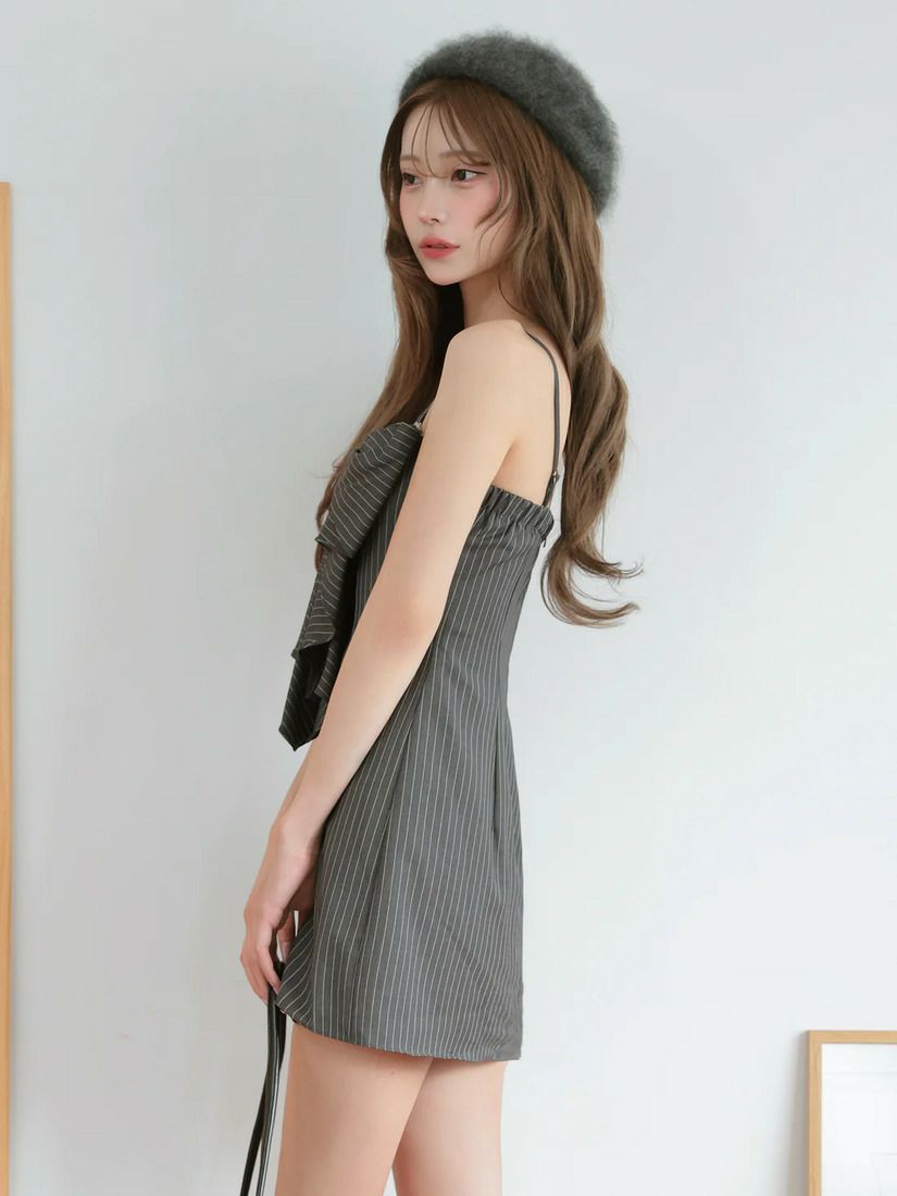 AngelR エンジェルアール ベアトップビックリボンストライプフレアマイクロタイトミニドレス ar25253-ks