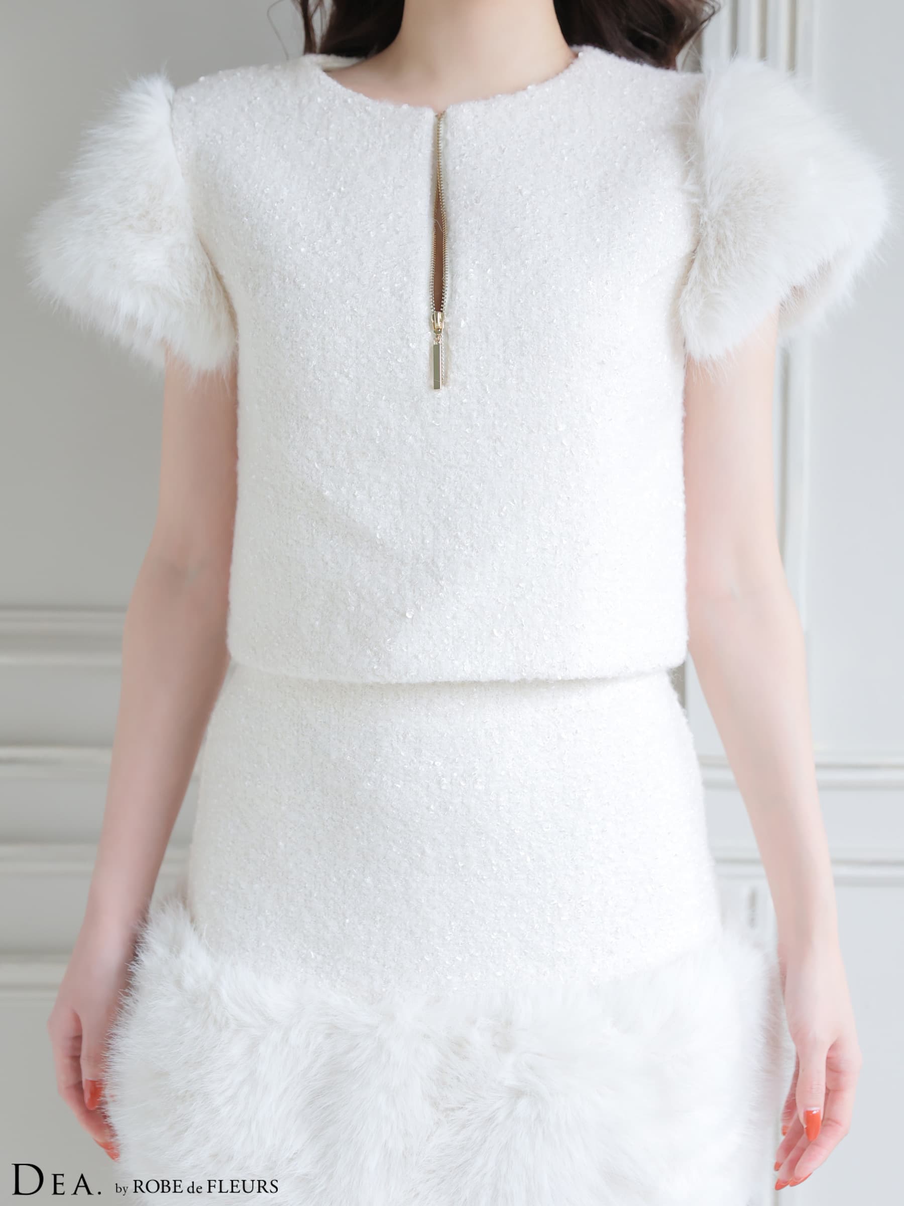 DEA. ディア バイ ローブドフルール 【XSサイズあり】 ブークレニットツイードセットアップタイトミニキャバドレス de4601-c