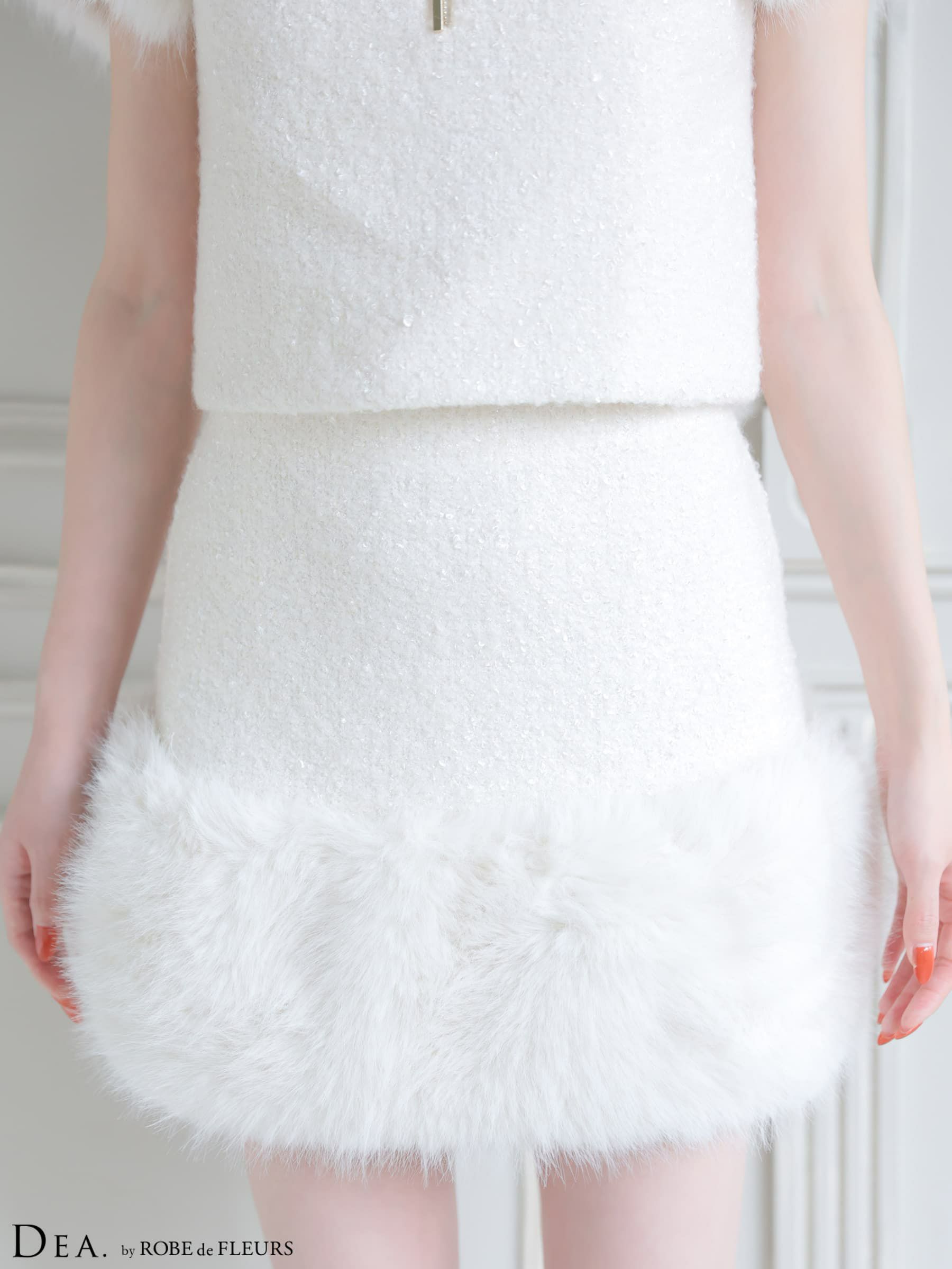 DEA. ディア バイ ローブドフルール 【XSサイズあり】 ブークレニットツイードセットアップタイトミニキャバドレス de4601-c