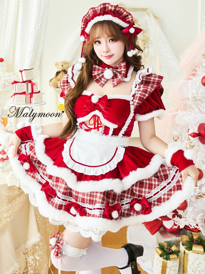 【6点セット】Malymoon マリームーン ノルディックホリデーチェックメイド サンタ レッド mlcs25149