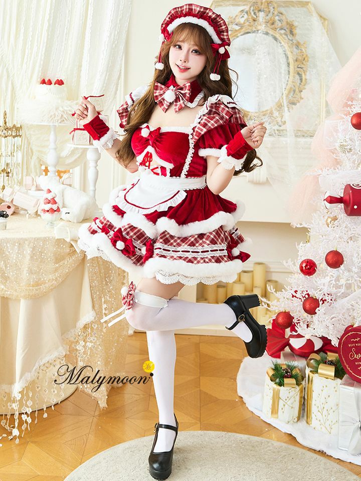 【6点セット】Malymoon マリームーン ノルディックホリデーチェックメイド サンタ レッド mlcs25149