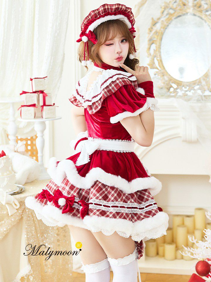 【6点セット】Malymoon マリームーン ノルディックホリデーチェックメイド サンタ レッド mlcs25149