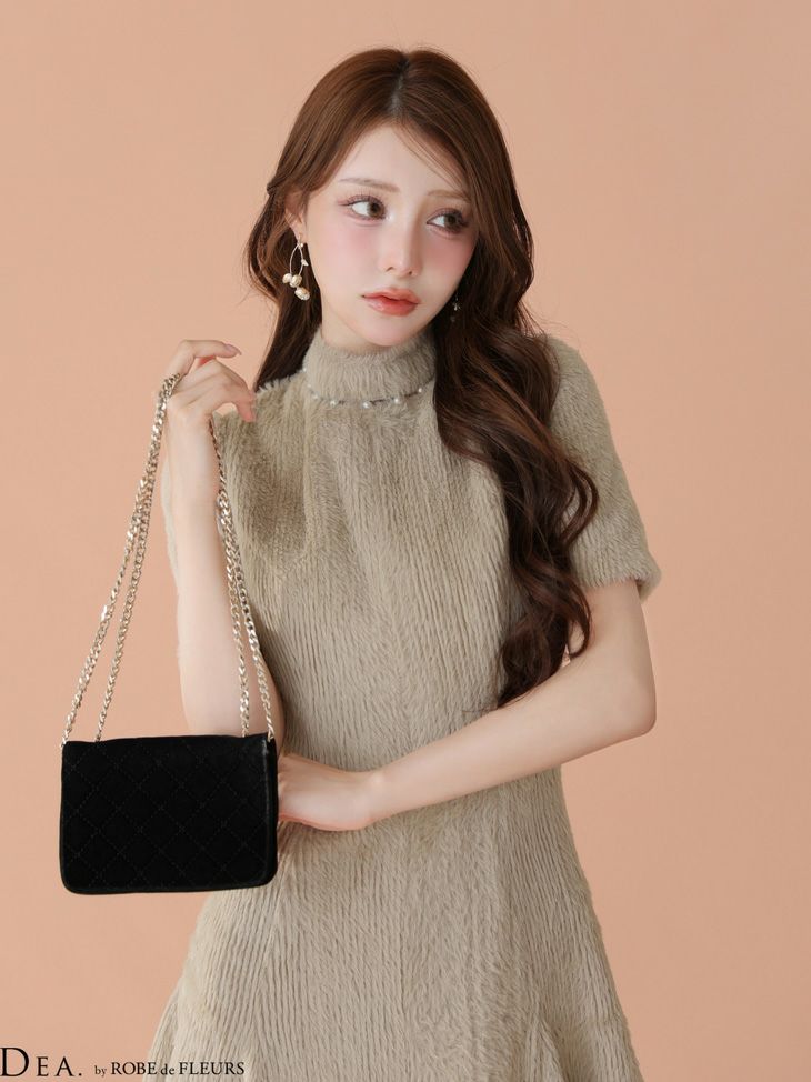 DEA. ディア バイ ローブドフルール 【XSサイズあり】 バックオープン起毛ニットフレアミニキャバドレス de3947