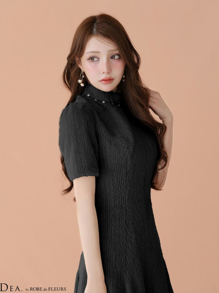 DEA. ディア バイ ローブドフルール 【XSサイズあり】 バックオープン起毛ニットフレアミニキャバドレス de3947