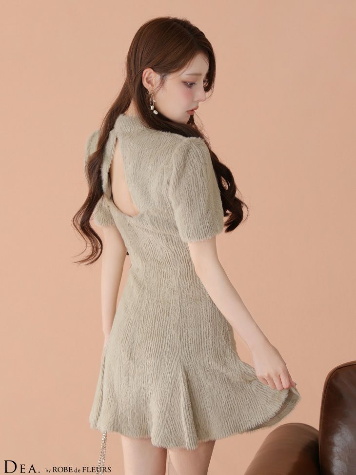DEA. ディア バイ ローブドフルール 【XSサイズあり】 バックオープン起毛ニットフレアミニキャバドレス de3947