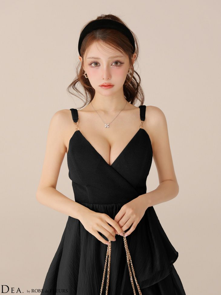 DEA. ディア バイ ローブドフルール 【XS～Lサイズあり】 ティアードジャガードフリルスカートロングキャバドレス de4300