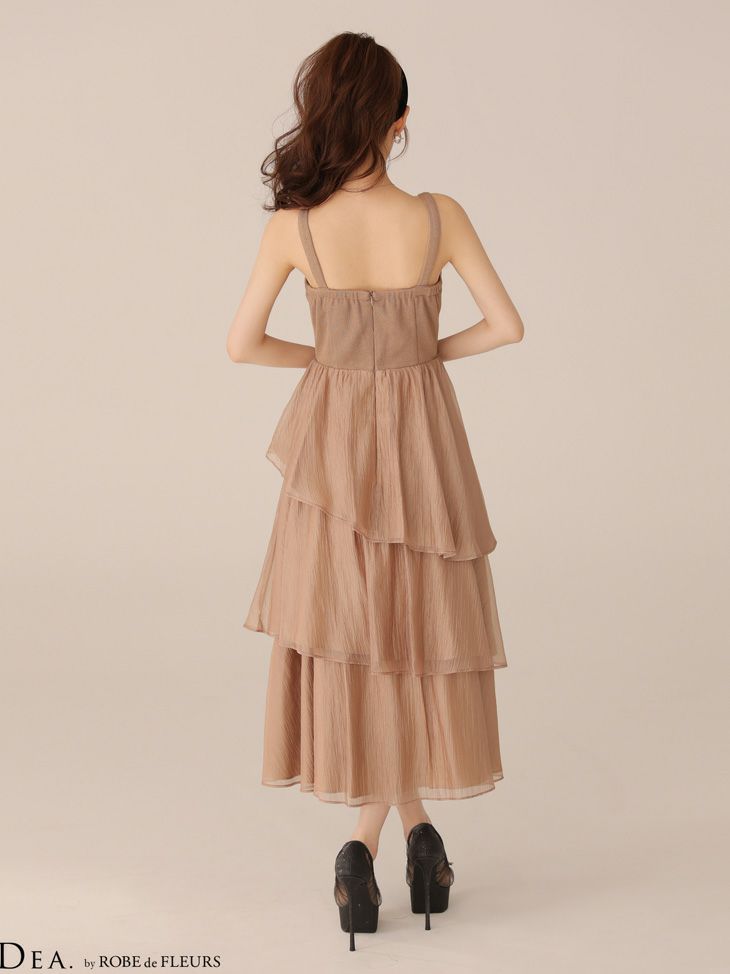 DEA. ディア バイ ローブドフルール 【XS～Lサイズあり】 ティアードジャガードフリルスカートロングキャバドレス de4300
