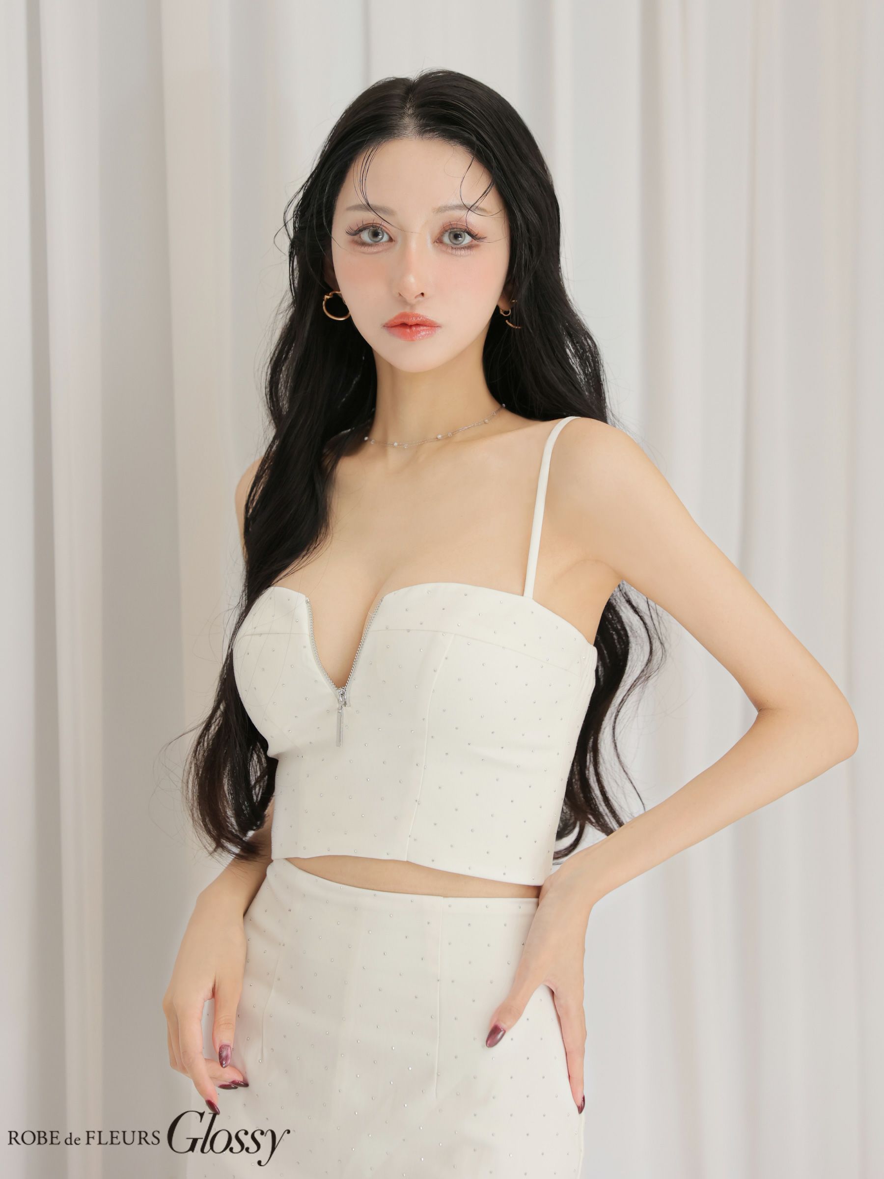 Glossy ローブドフルールグロッシー 【XSサイズあり】ストーンキャミタイトミニキャバドレス gl4113