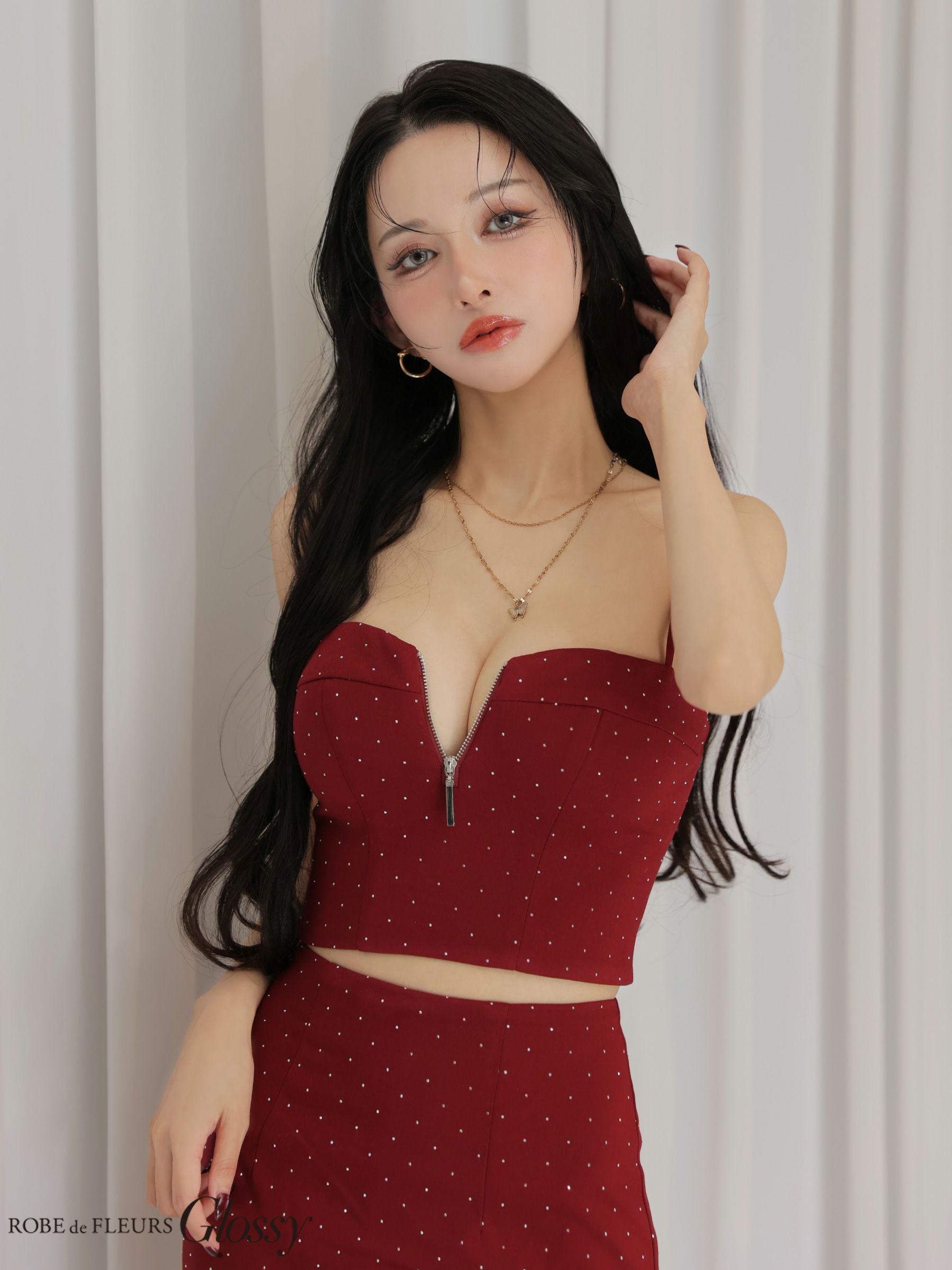 Glossy ローブドフルールグロッシー 【XSサイズあり】ストーンキャミタイトミニキャバドレス gl4113