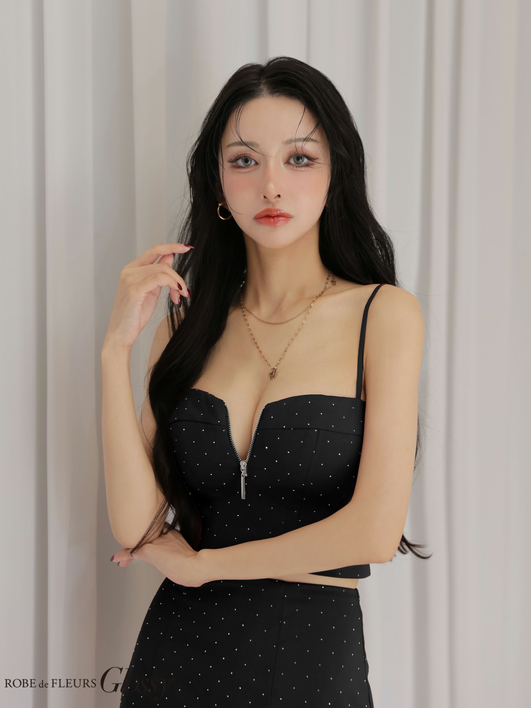 Glossy ローブドフルールグロッシー 【XSサイズあり】ストーンキャミタイトミニキャバドレス gl4113