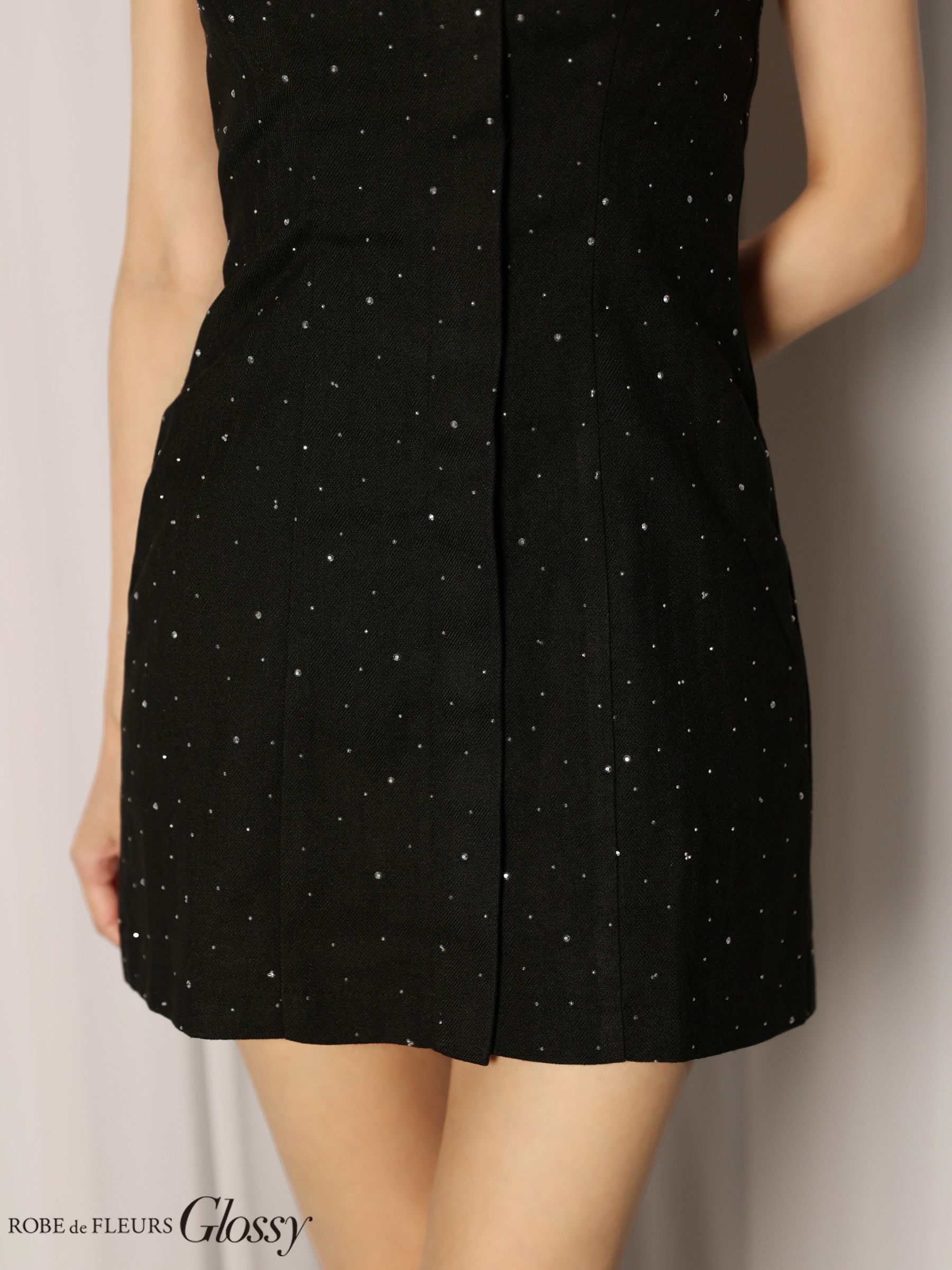 Glossy ローブドフルールグロッシー 【XSサイズあり】ビジューキャミタイトミニキャバドレス gl4329