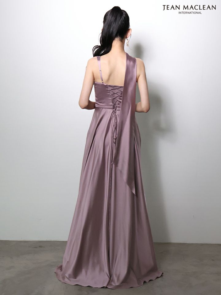 JEAN MACLEAN ジャンマクレーン ワンショル/ショール付き/サテン/ワンカラー/Aライン/フレア/ロングドレス ja51976