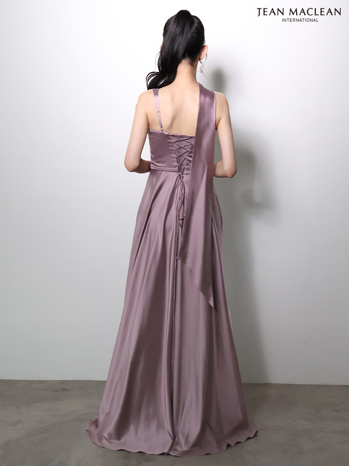 JEAN MACLEAN ジャンマクレーン ワンショル/ショール付き/サテン/ワンカラー/Aライン/フレア/ロングドレス ja51976