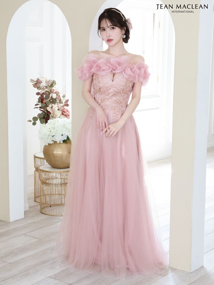 JEAN MACLEAN ジャンマクレーン ローズモチーフショール付き/4wayアレンジ/スパンコール/姫/ロングドレス ja41729