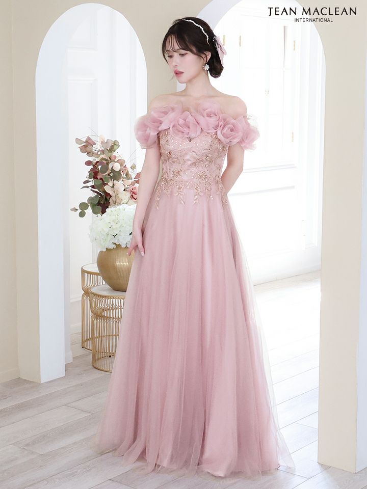JEAN MACLEAN ジャンマクレーン ローズモチーフショール付き/4wayアレンジ/スパンコール/姫/ロングドレス ja41729