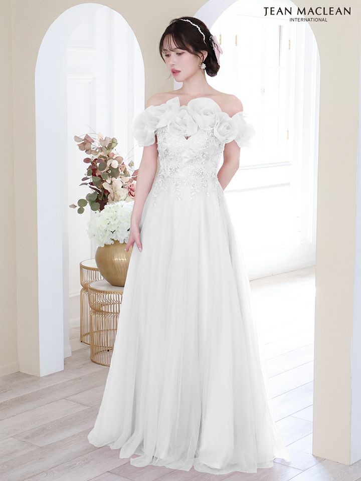 JEAN MACLEAN ジャンマクレーン ローズモチーフショール付き/4wayアレンジ/スパンコール/姫/ロングドレス ja41729