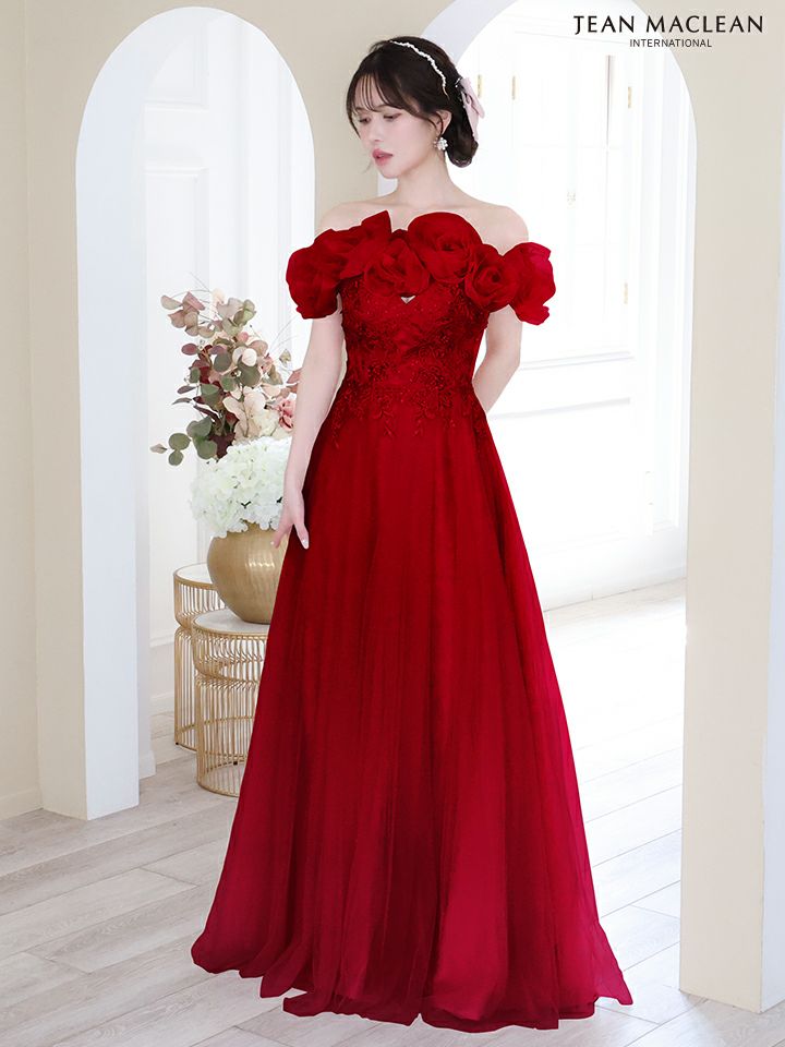 JEAN MACLEAN ジャンマクレーン ローズモチーフショール付き/4wayアレンジ/スパンコール/姫/ロングドレス ja41729