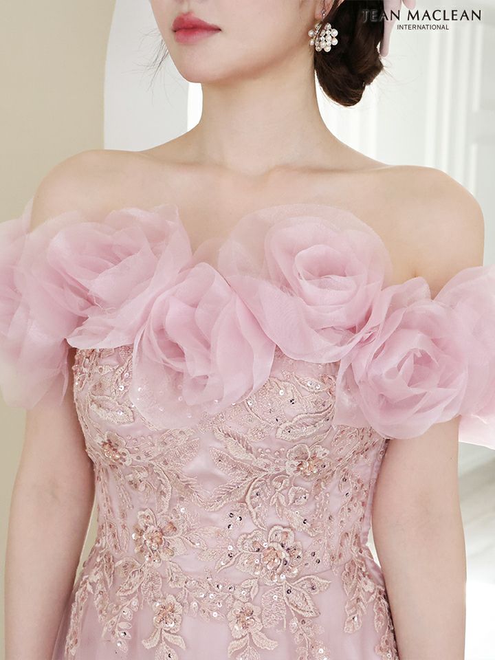 JEAN MACLEAN ジャンマクレーン ローズモチーフショール付き/4wayアレンジ/スパンコール/姫/ロングドレス ja41729