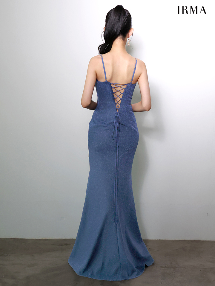 IRMA イルマ フロントジップ/ビジュー刺繍/スリット入り/タイト ロングドレス ir51970