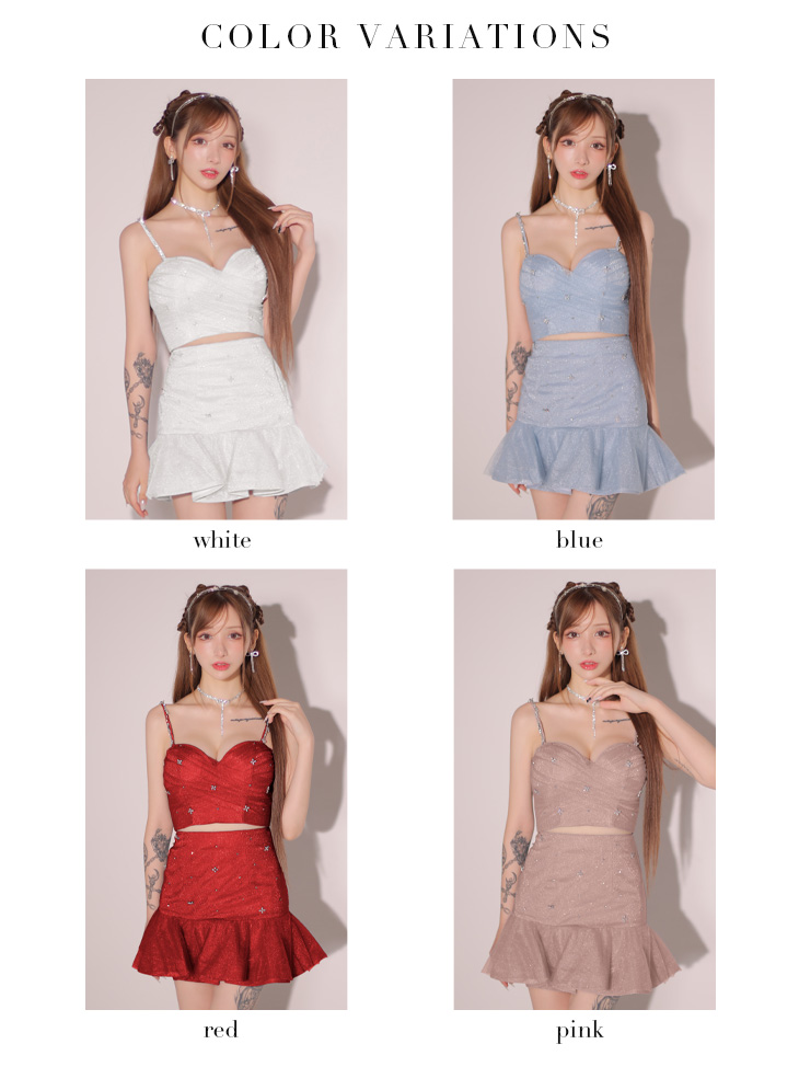 ROBE de FLEURS ローブドフルール シンプルビジューラメニットフリルチュールミニキャバドレス fm3431