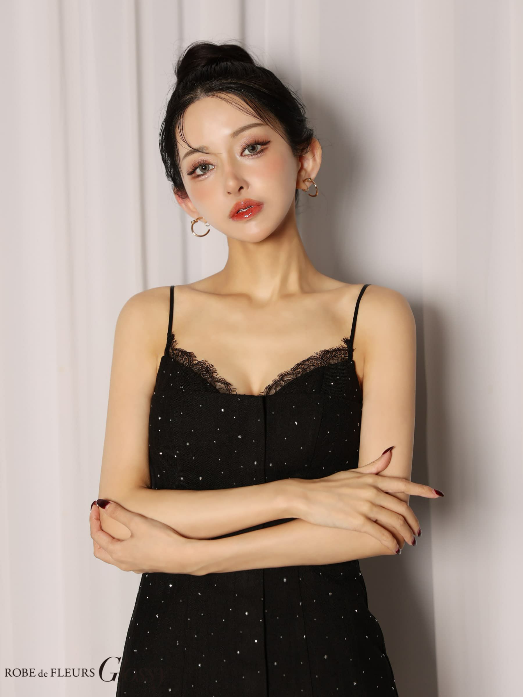 Glossy ローブドフルールグロッシー 【XSサイズあり】ビジューキャミタイトミニキャバドレス gl4329-c