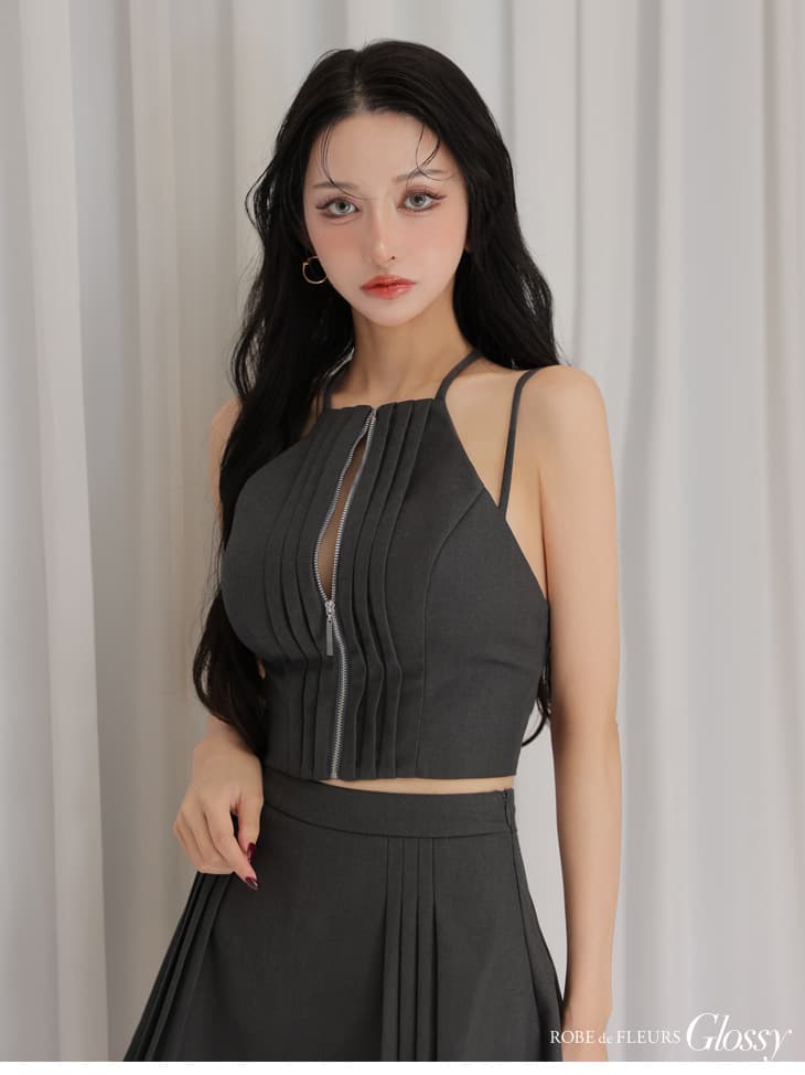 Glossy ローブドフルールグロッシー 【XSサイズあり】ホルターネックカットアウトセットアップフレアミニキャバドレス gl4602-c