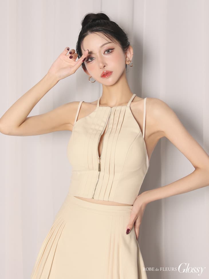 Glossy ローブドフルールグロッシー 【XSサイズあり】ホルターネックカットアウトセットアップフレアミニキャバドレス gl4602-c