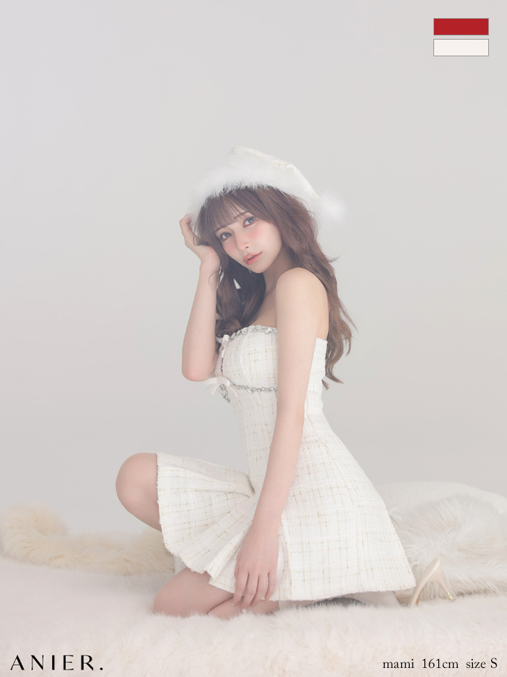 ROBE de FLEURS anier.ROBE ローブドフルール アニエルローブ 【XSサイズあり】 Sparkling Ribbon Bear Dress Santa fm-anier4227-c