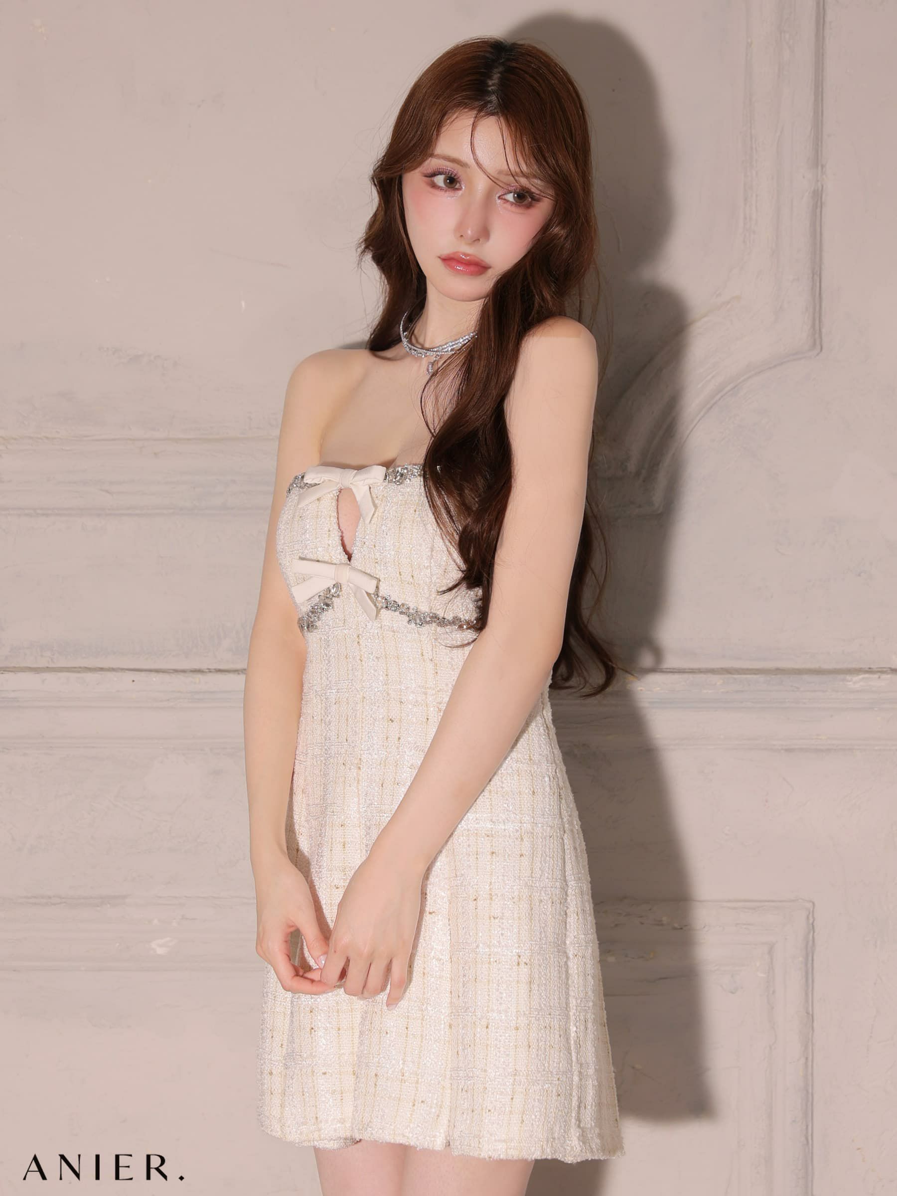 ROBE de FLEURS anier.ROBE ローブドフルール アニエルローブ 【XSサイズあり】 Sparkling Ribbon Bear Dress Santa fm-anier4227-c