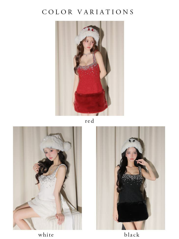  ROBE de FLEURS anier.ROBE ローブドフルール アニエルローブ 【XSサイズあり】Big Ribbon Jeweled Fur Santa fm-anier4610-c