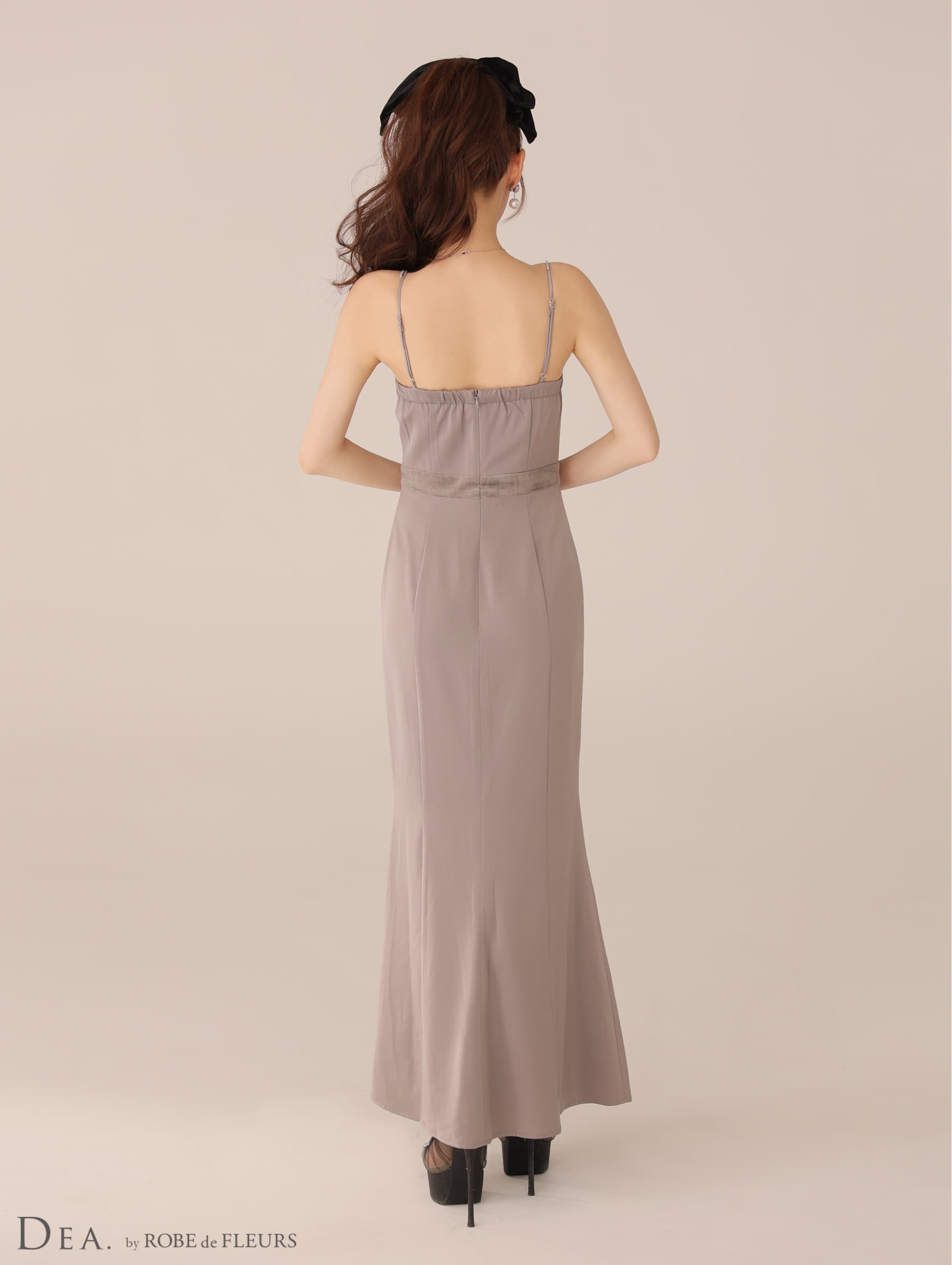 DEA. ディア バイ ローブドフルール 【Lサイズあり】サテンベロアスリットロングキャミキャバドレス de4118-c