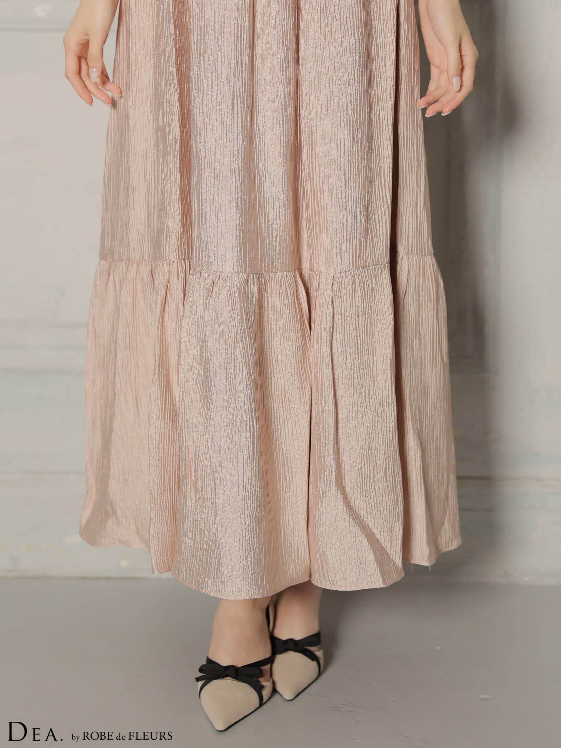 DEA. ディア バイ ローブドフルール 【S～Lサイズあり】 ホルターネックサテンティアードフレアロングキャバドレス de4615-c