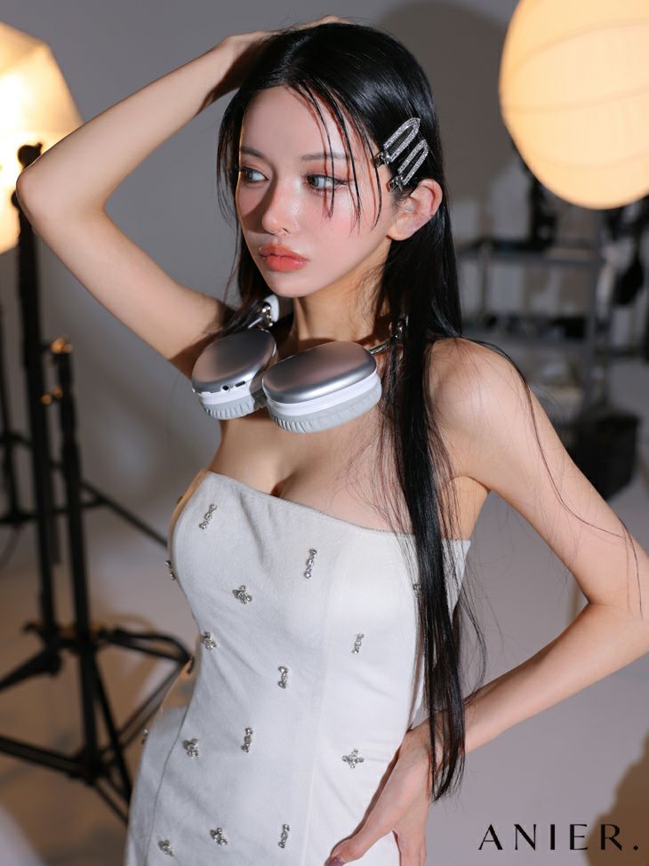 ROBE de FLEURS anier.ROBE ローブドフルール アニエルローブ  【XSサイズあり】Simple bear bijou mini dress シンプルベアビジューミニドレス fm-anier4056