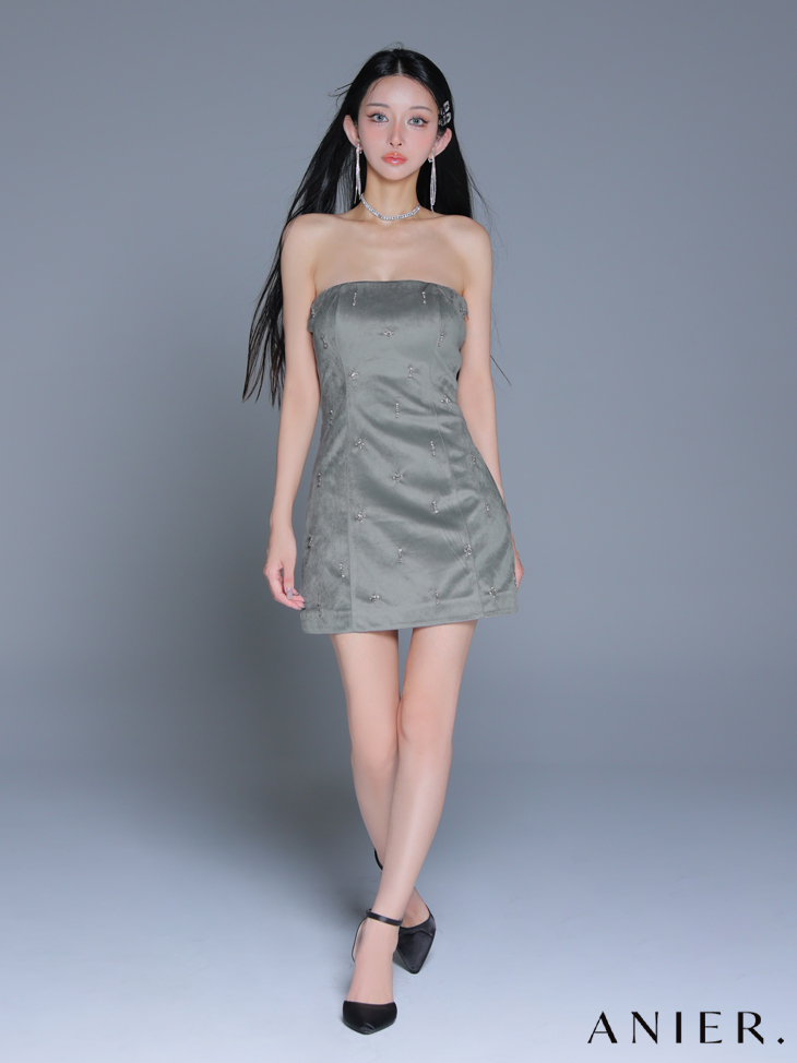 ROBE de FLEURS anier.ROBE ローブドフルール アニエルローブ  【XSサイズあり】Simple bear bijou mini dress シンプルベアビジューミニドレス fm-anier4056