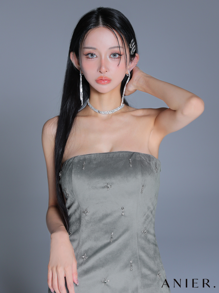 ROBE de FLEURS anier.ROBE ローブドフルール アニエルローブ  【XSサイズあり】Simple bear bijou mini dress シンプルベアビジューミニドレス fm-anier4056