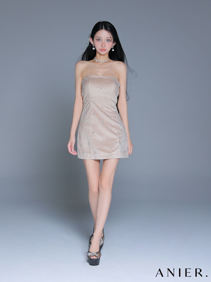 ROBE de FLEURS anier.ROBE ローブドフルール アニエルローブ  【XSサイズあり】Simple bear bijou mini dress シンプルベアビジューミニドレス fm-anier4056