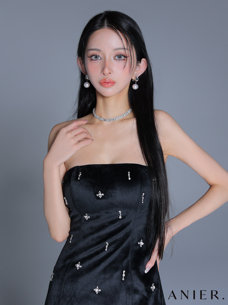 ROBE de FLEURS anier.ROBE ローブドフルール アニエルローブ  【XSサイズあり】Simple bear bijou mini dress シンプルベアビジューミニドレス fm-anier4056