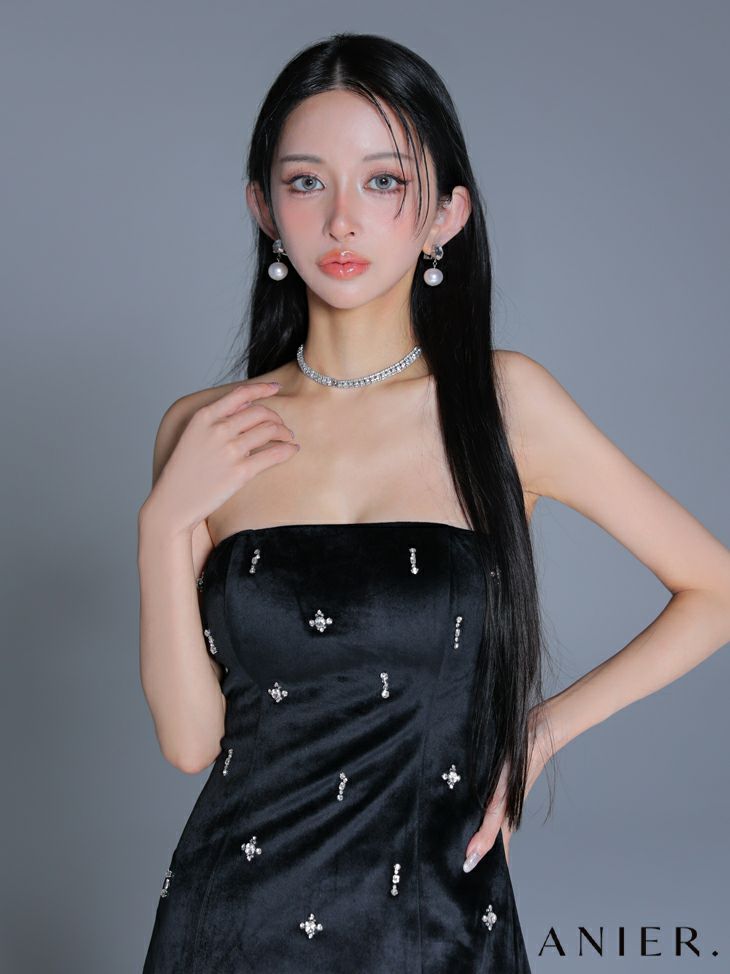 ROBE de FLEURS anier.ROBE ローブドフルール アニエルローブ  【XSサイズあり】Simple bear bijou mini dress シンプルベアビジューミニドレス fm-anier4056