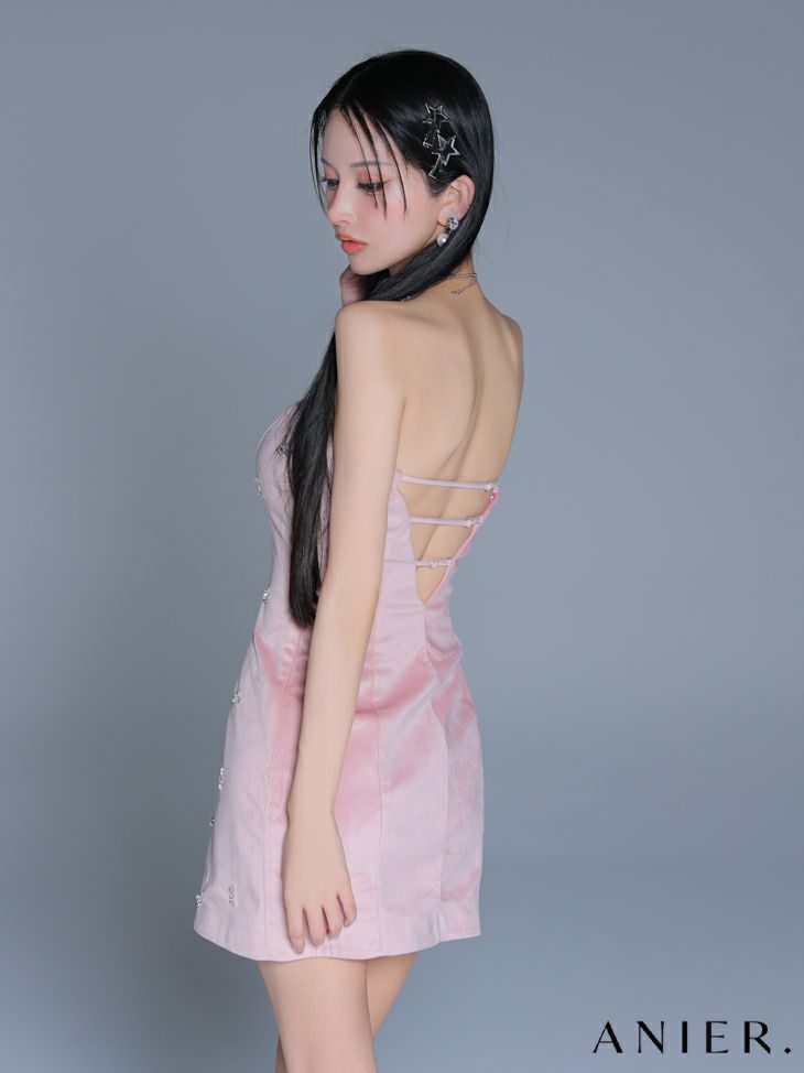 ROBE de FLEURS anier.ROBE ローブドフルール アニエルローブ  【XSサイズあり】Simple bear bijou mini dress シンプルベアビジューミニドレス fm-anier4056