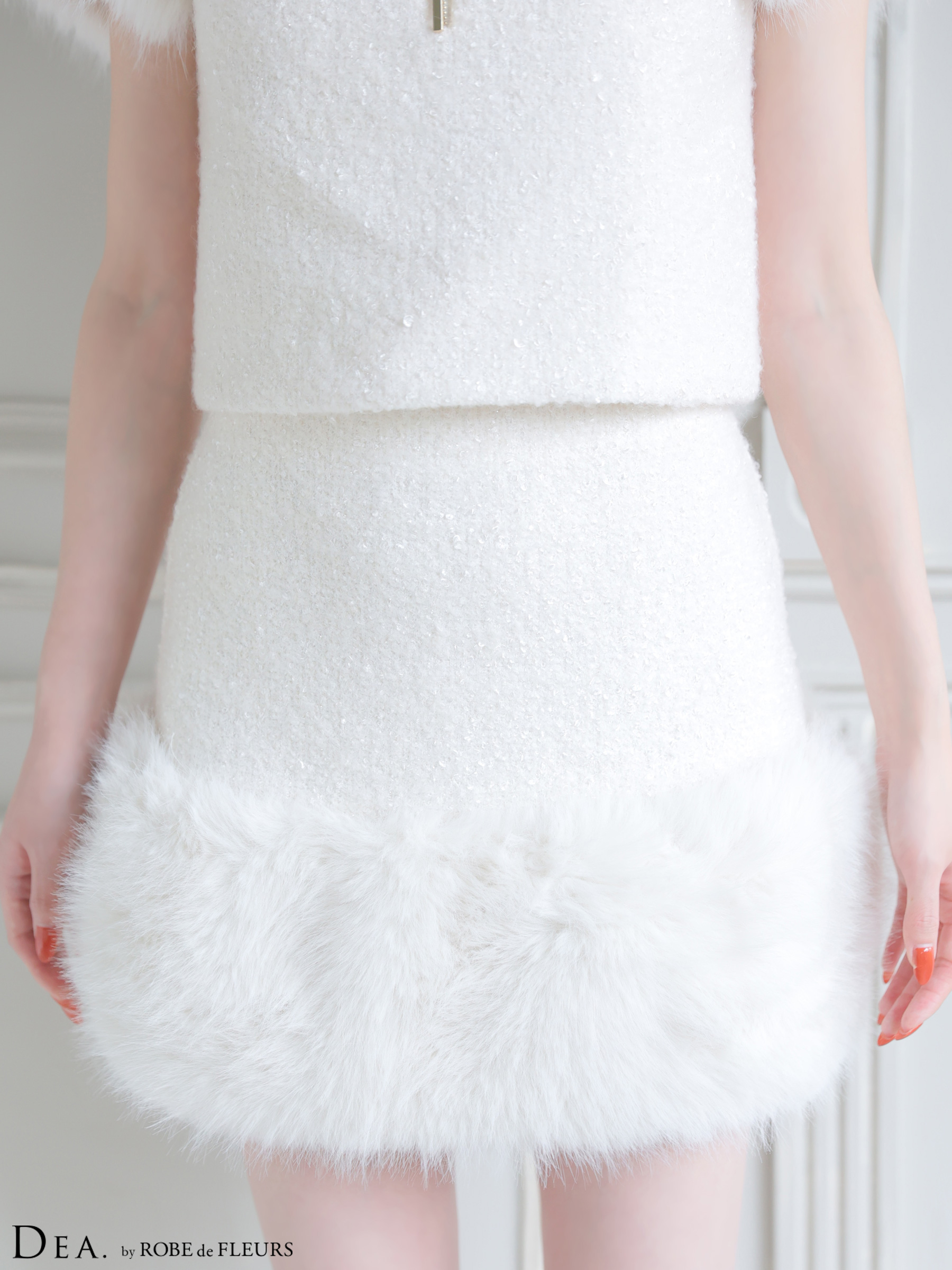 DEA. ディア バイ ローブドフルール 【XSサイズあり】 ブークレニットツイードセットアップタイトミニキャバドレス de4601