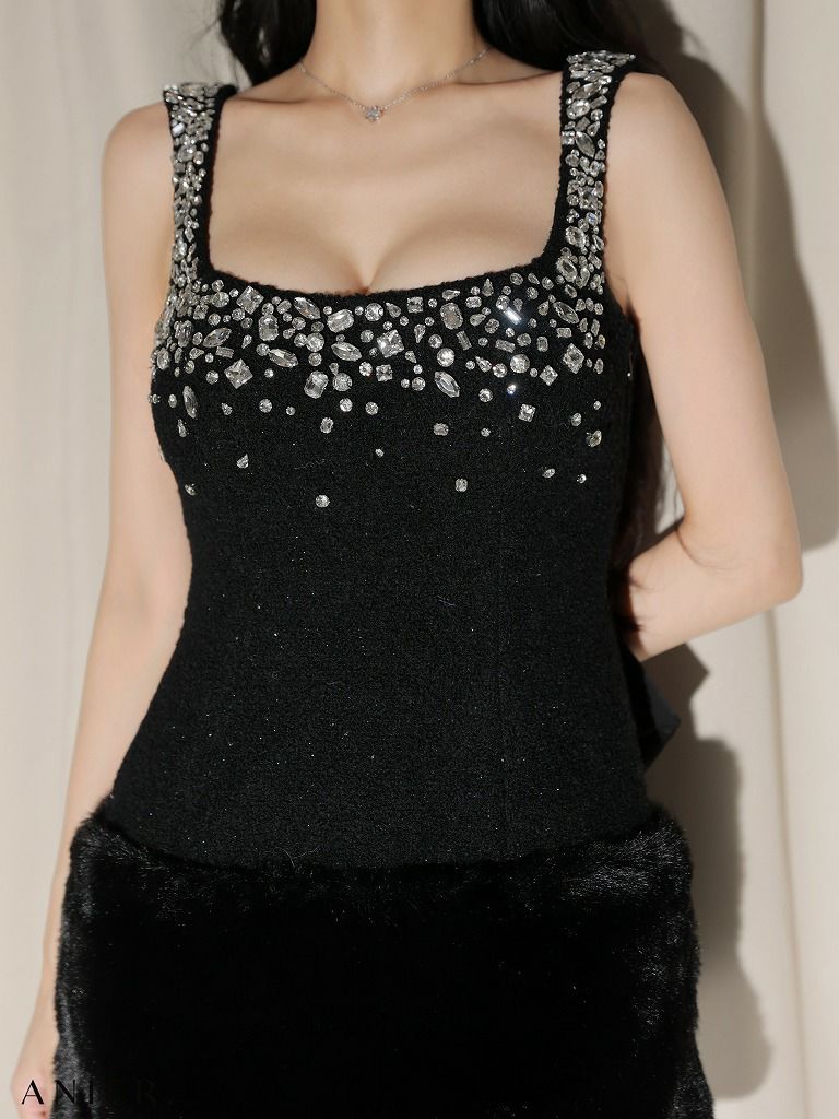 ROBE de FLEURS anier.ROBE ローブドフルール アニエルローブ 【XSサイズあり】Big Ribbon Jeweled Fur Santa ビッグリボンジュエリーファーサンタドレス fm-anier4610