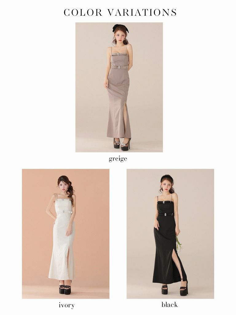 DEA. ディア バイ ローブドフルール 【Lサイズあり】サテンベロアスリットロングキャミキャバドレス de4118