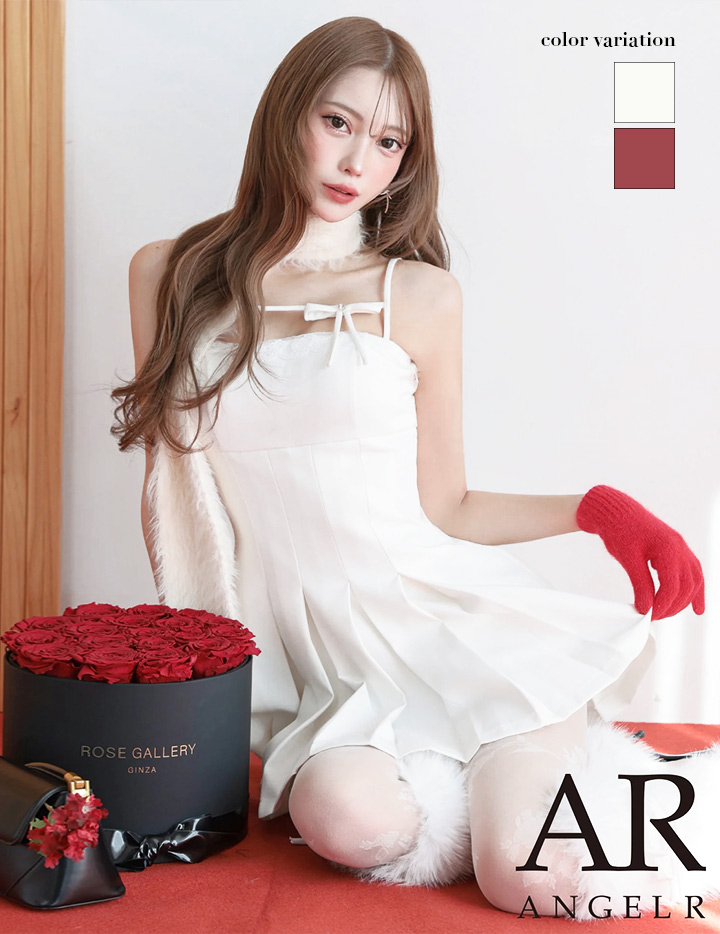 AngelR エンジェルアール リボンコードプリーツレースフレアマイクロミニドレス ar25346