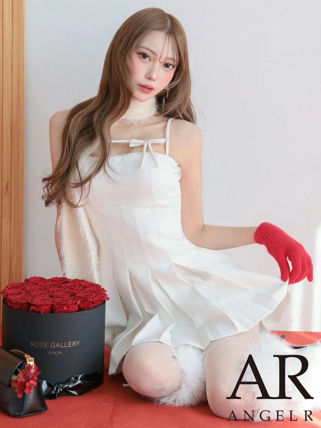 AngelR エンジェルアール リボンコードプリーツレースフレアマイクロミニドレス ar25346