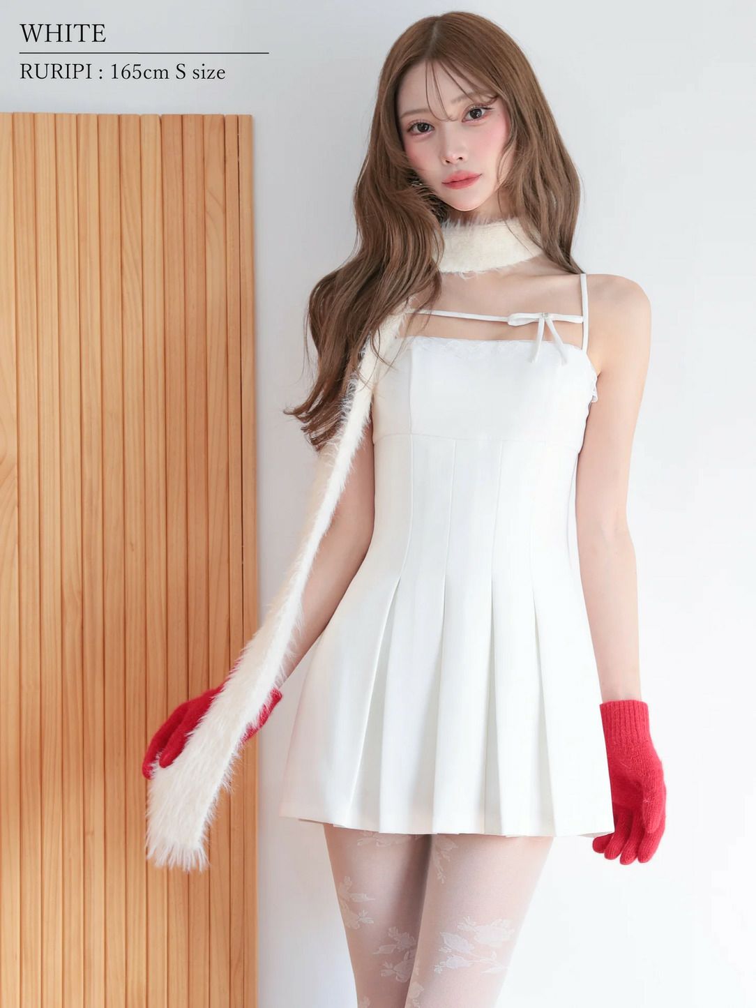 AngelR エンジェルアール リボンコードプリーツレースフレアマイクロミニドレス ar25346