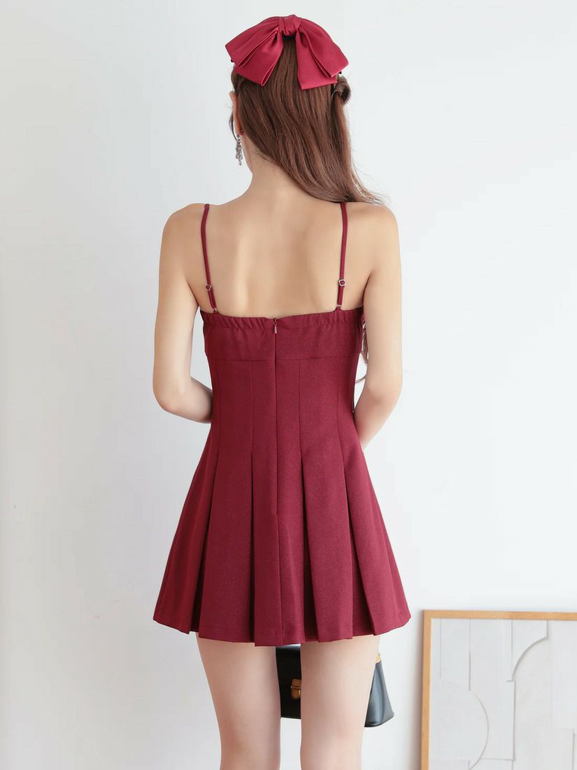 AngelR エンジェルアール リボンコードプリーツレースフレアマイクロミニドレス ar25346