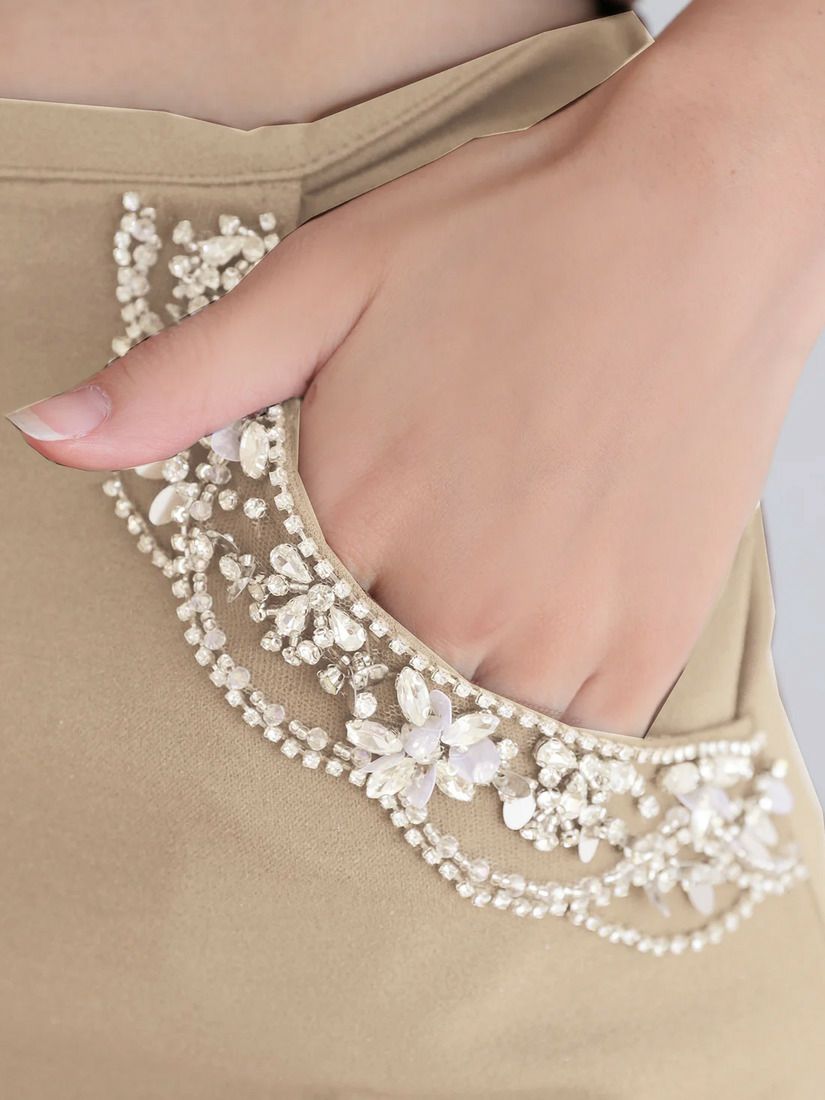 AngelR エンジェルアール ホルターネックパールチェーンビジューセパレート2ピースポケット付きタイトマイクロミニドレス ar25350