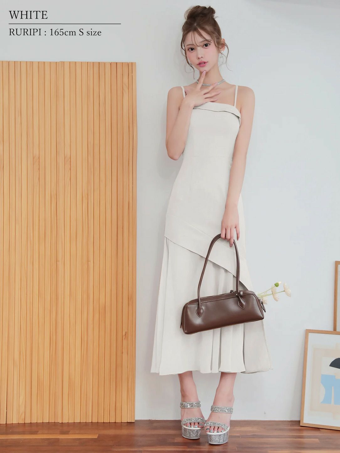 AngelR エンジェルアール アシンメトリーデザインシフォンラメロングミニドレス ar25872-ks