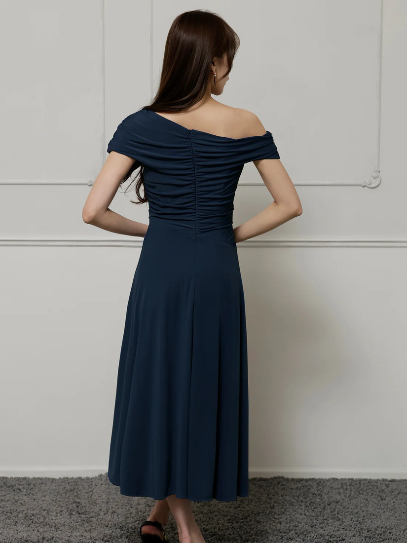 Veautt ヴュート ワンショルダーアシンメトリーフレアミディアムドレス  vt022527-ks