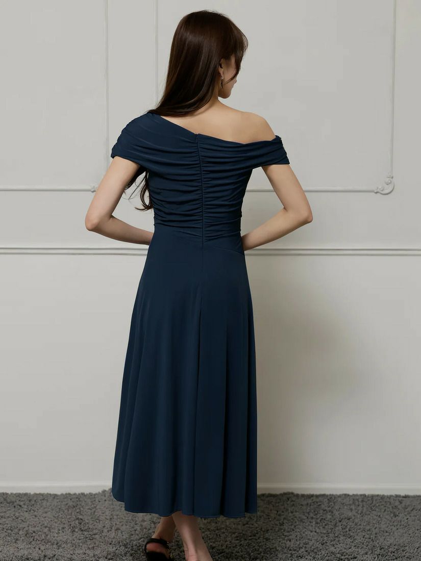 Veautt ヴュート ワンショルダーアシンメトリーフレアミディアムドレス  vt022527-ks